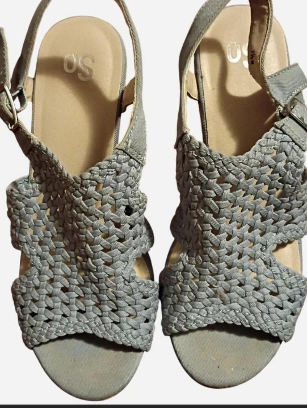 SO Gray Woven Slingback Sandals